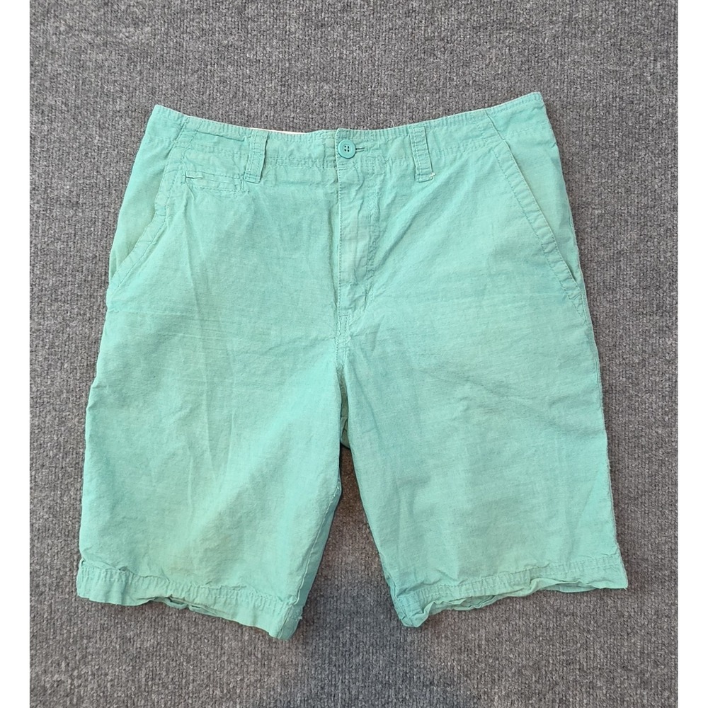 Faded Glory‎ Mens 32 Green Cotton Chino Shorts Casual Flat Front